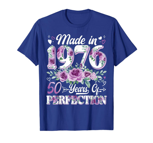 50 Year Old Made in 1976 Floral 50th Birthday Women T-Shirt