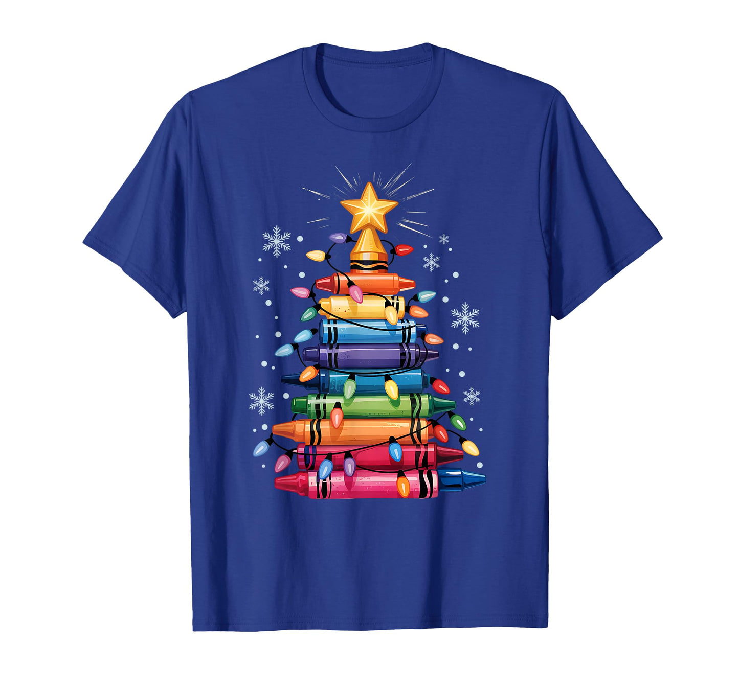 Crayon Christmas Tree Funny Merry Christmas Teacher T-Shirt