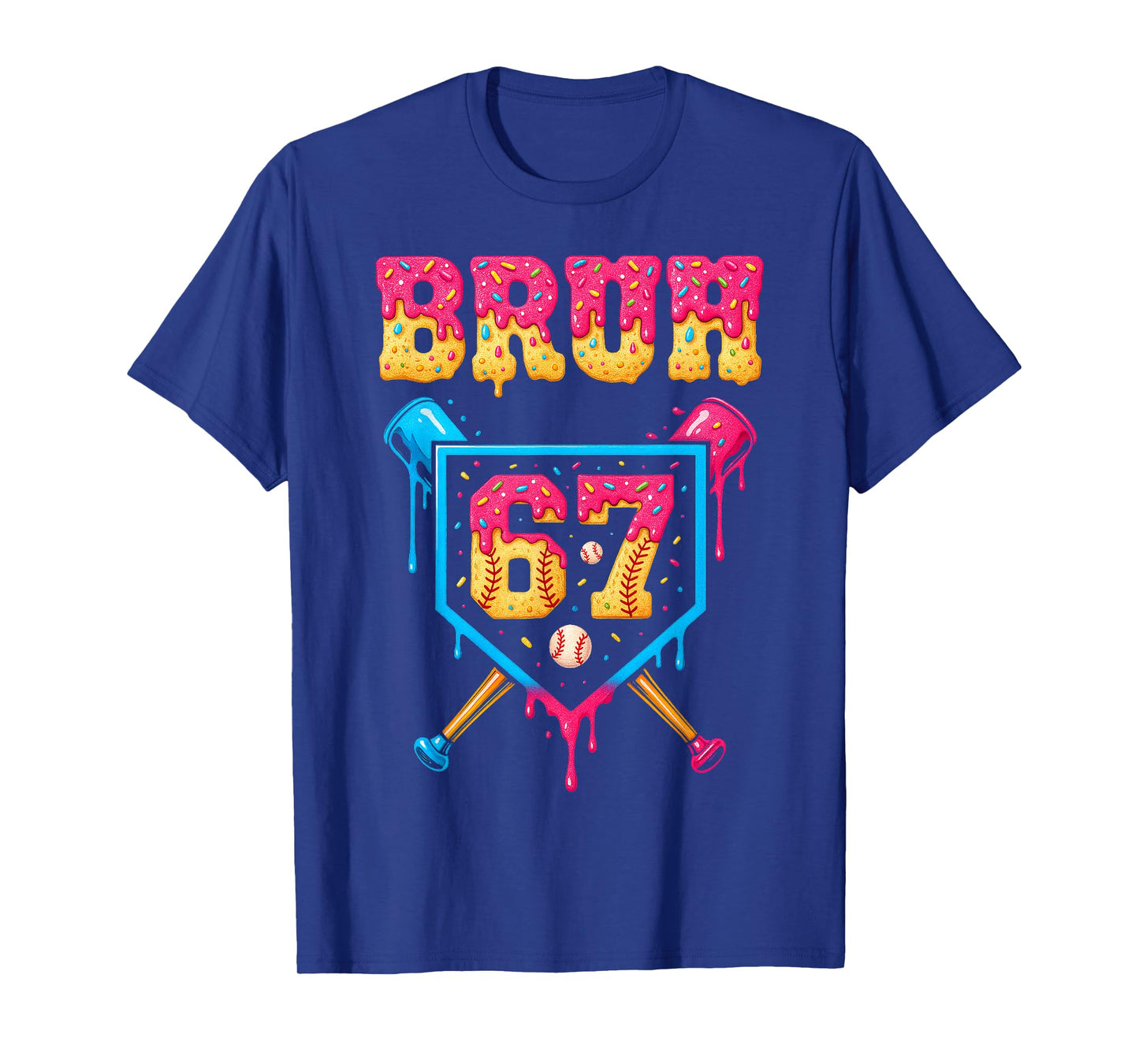 Bruh Baseball Ice Cream Drip Number 67 Player 67th Birthday T-Shirt