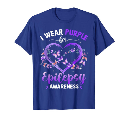 I Wear Purple for Epilepsy Awareness Month Heart Warrior T-Shirt