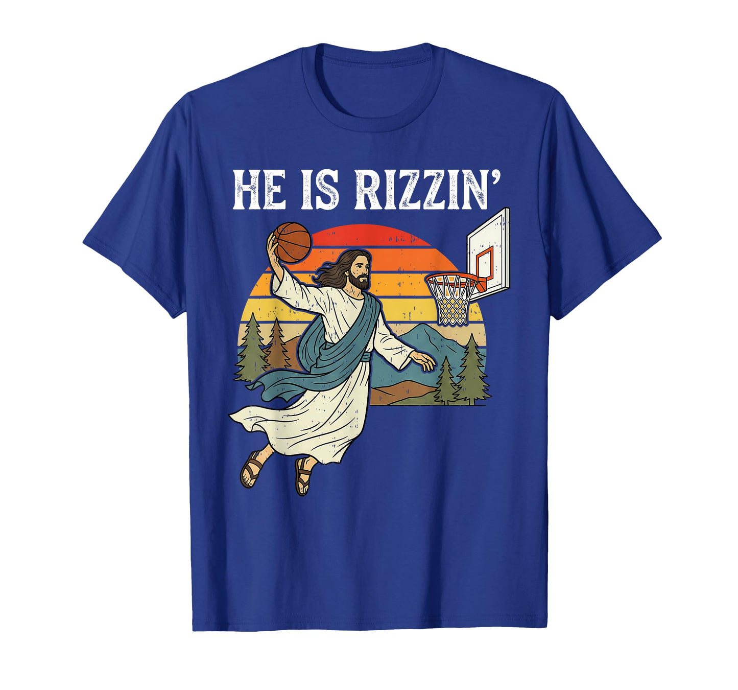 He is Risen Basketball Rizzin' Rizzen Easter Jesus Men Boys T-Shirt