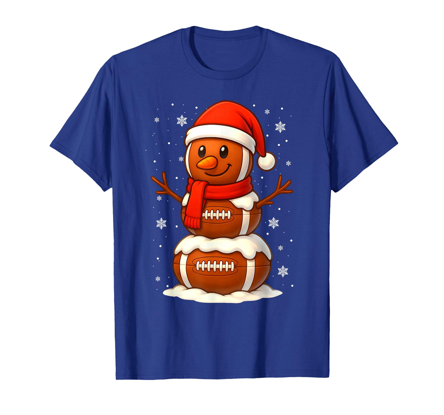 Merry Christmas Football Snowman Holiday Sports Xmas Pajamas T-Shirt