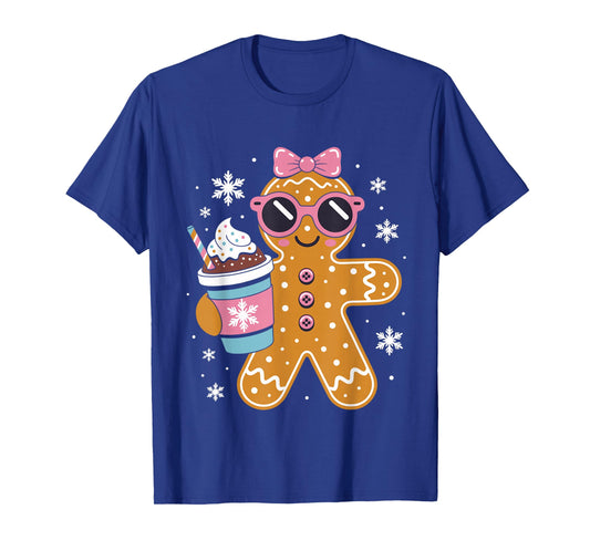Gingerbread Drinking Hot Chocolate Women Girls Christmas T-Shirt