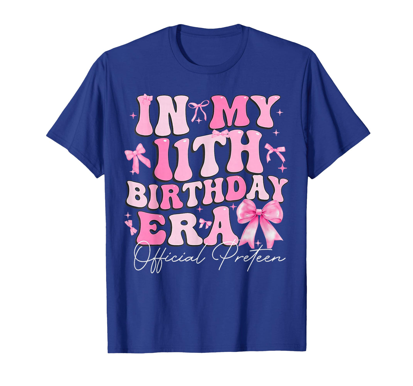 in My 11th Birthday Era Pink Coquette Bow Birthday Girl Kids T-Shirt