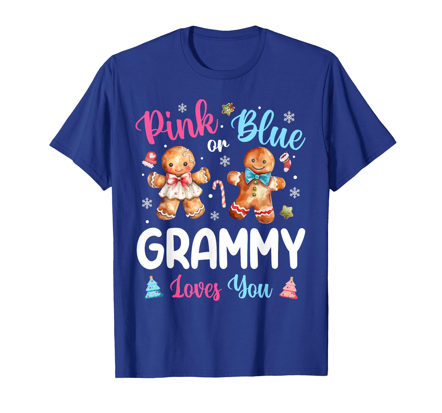 Pink or Blue Grammy Loves You Gender Reveal Christmas T-Shirt
