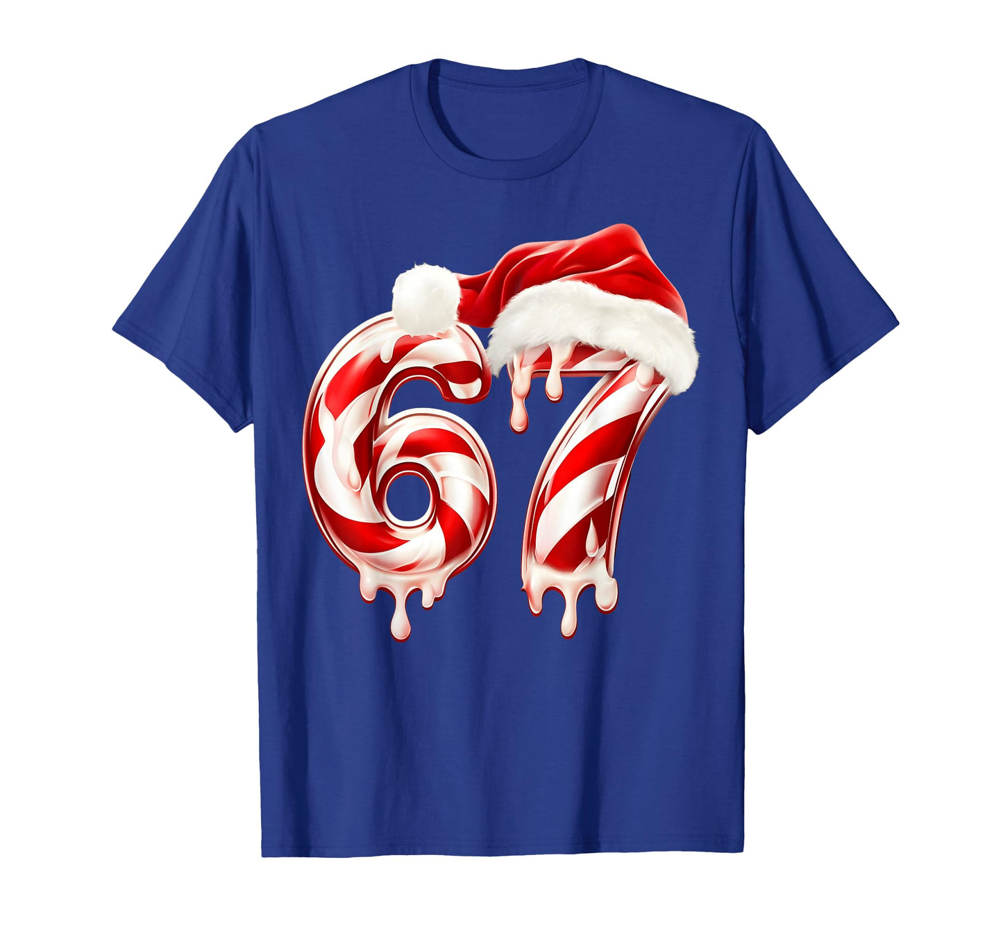 Melting Candy Cane 67 Christmas Design, Santa Hat Holiday T-Shirt
