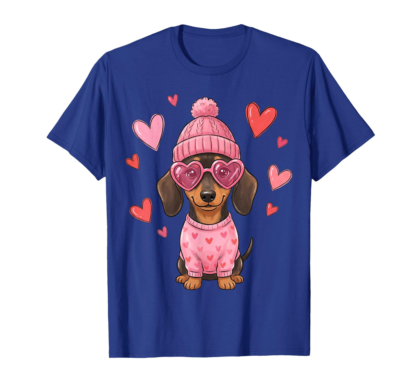 Cute Dachshund Valentines Dogs with Hearts Dog Valentine T-Shirt
