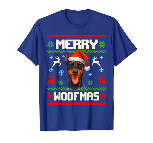 Funny Doberman Dog Christmas Ugly Sweater Pet Dog Lover Xmas T-Shirt