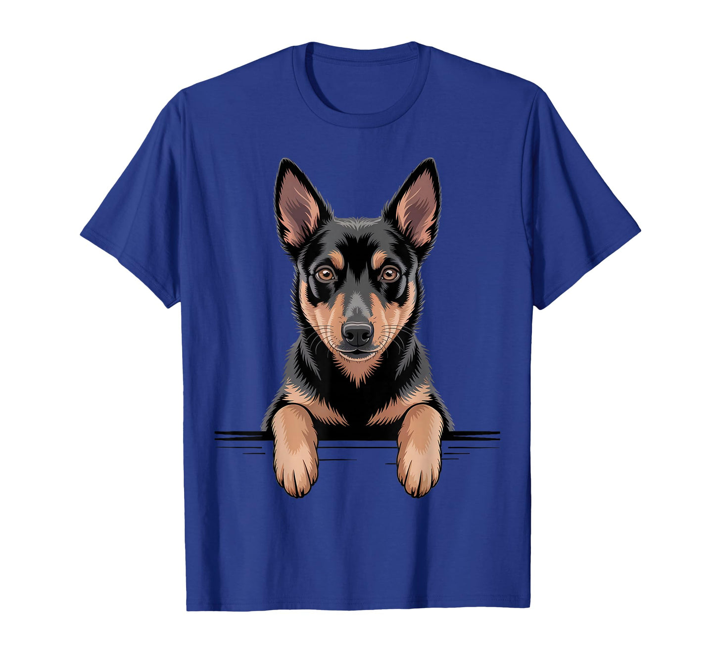 Australian Kelpie Funny Peeking Pocket Puppy Dog Lover T-Shirt