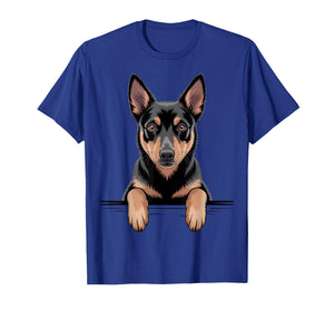 Australian Kelpie Funny Peeking Pocket Puppy Dog Lover T-Shirt