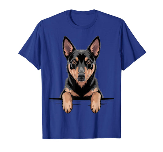 Australian Kelpie Funny Peeking Pocket Puppy Dog Lover T-Shirt