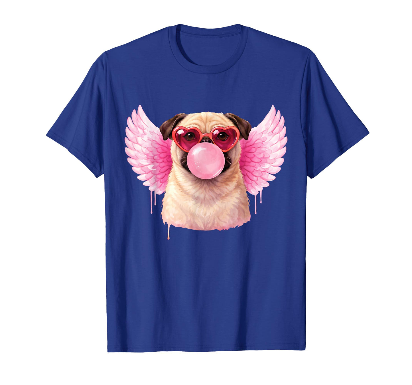 Retro Cupid Valentine Dog Valentines Love Hearts Cute Pug T-Shirt