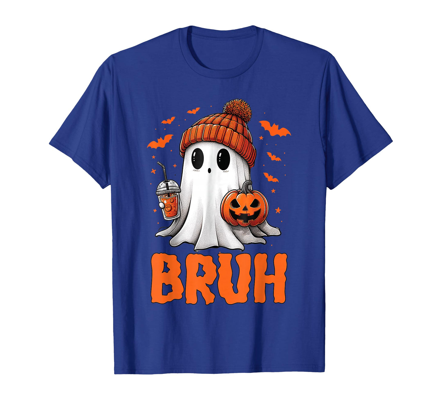 Bruh Ghost Drinking Coffee Halloween Ghost T-Shirt