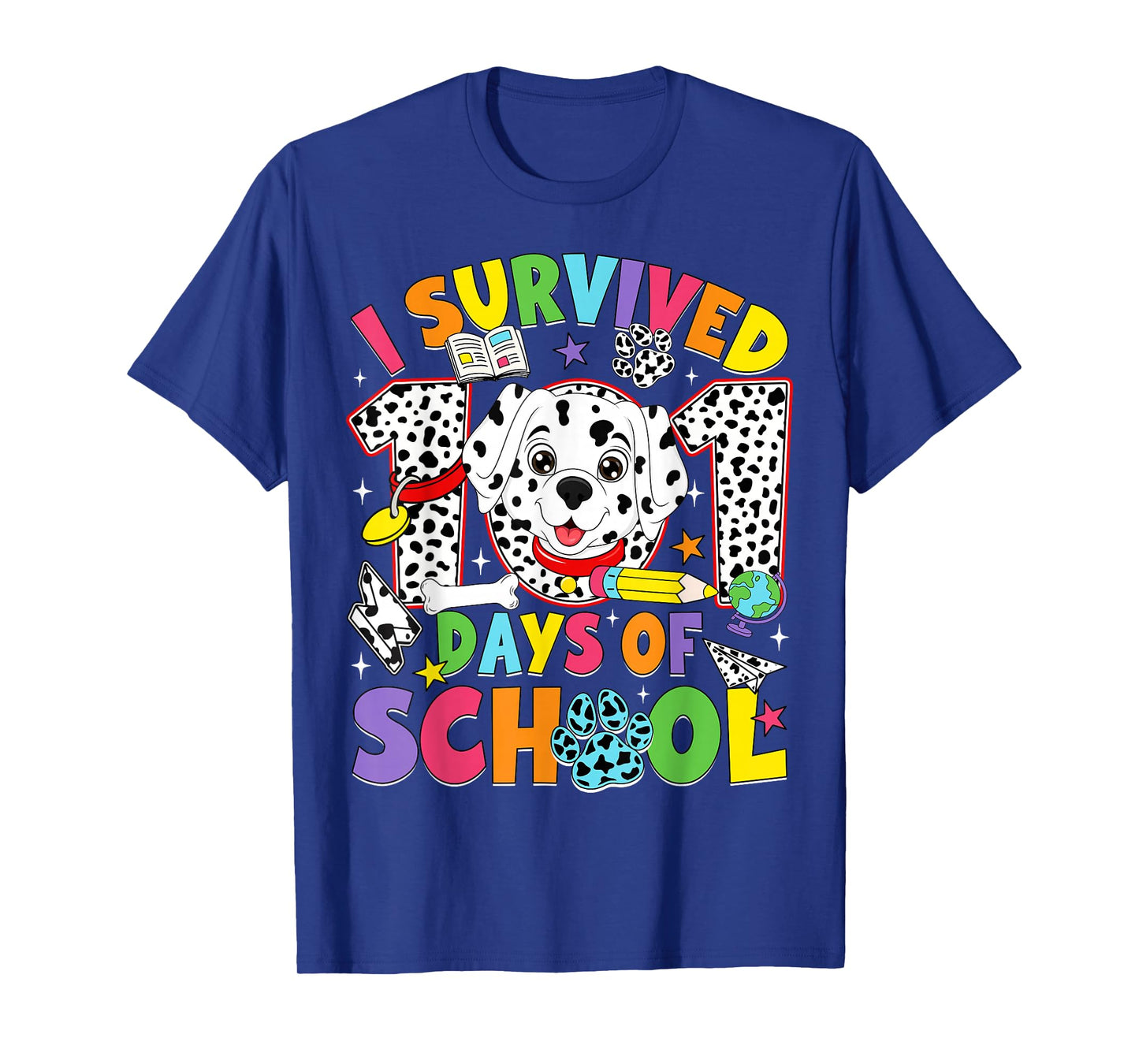 I Survived 100 Days of School Dalmatian Dog 100th Day Kids T-Shirt