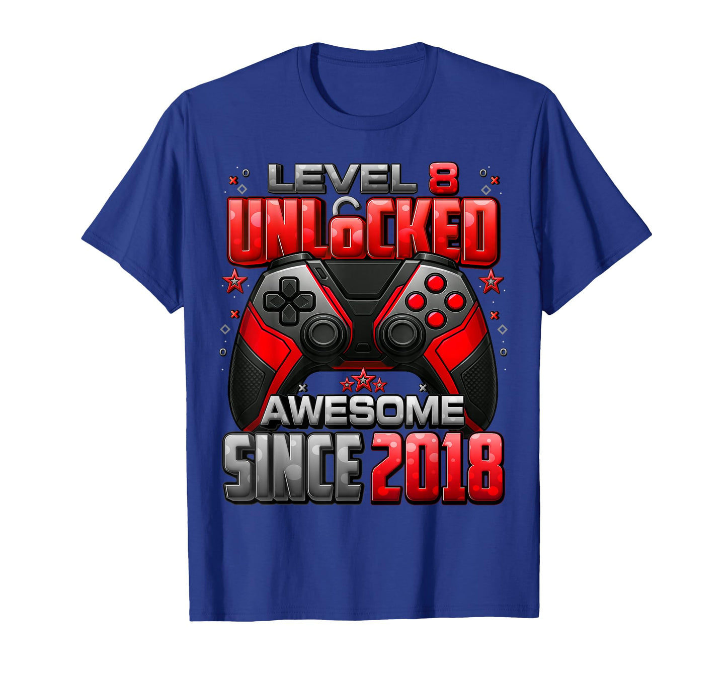 Level 8 Unlocked Awesome Since 2018 8th Birthday Gaming T-Shirt