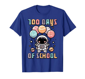 100 Days of School Astronaut Planets Balloon 100th Day Kids T-Shirt