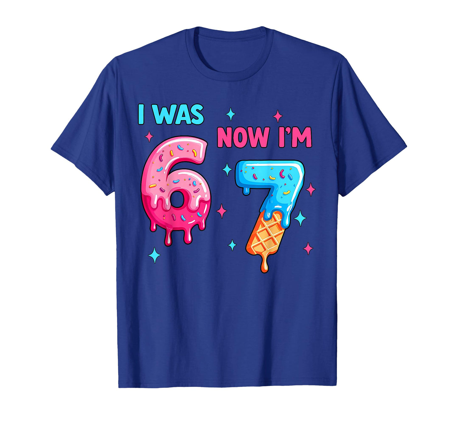 7th Birthday Funny Baseball Drip Six Seven I was 6 Now I'm 7 T-Shirt
