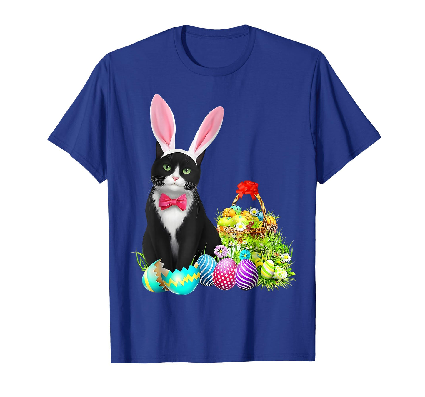 Easter Rabbit Cat Bunny Ears Eggs Happy Easter Day Men Women T-Shirt