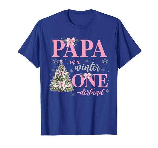 Papa in a Winter Onederland Birthday Girl Christmas Tree T-Shirt