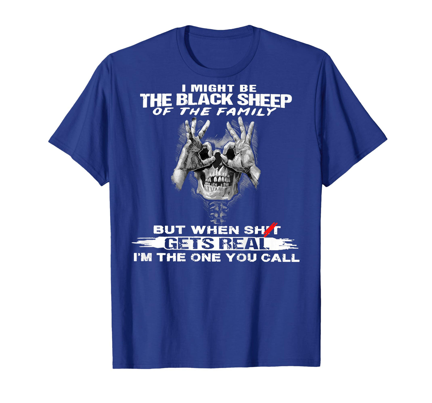 Skull I Might Be The Black Retro Sheep of The Family On Back T-Shirt