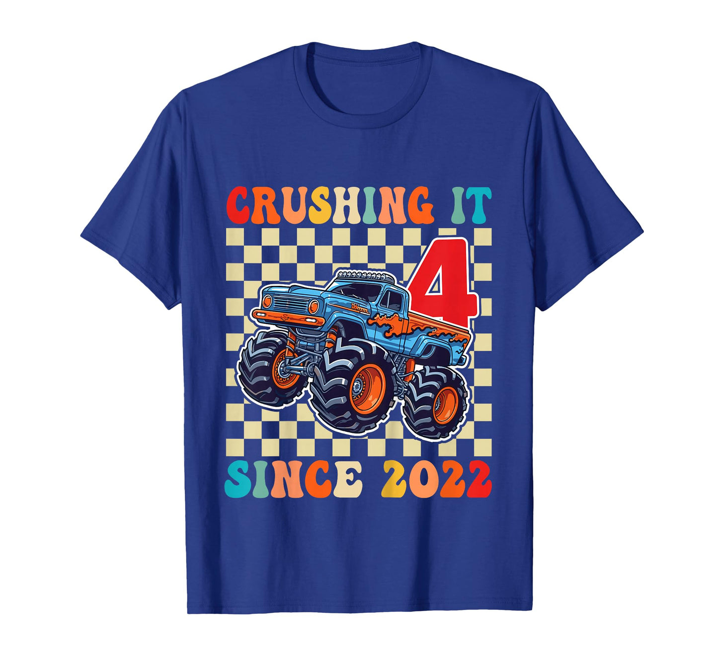 Birthday Monster Truck 4 Year Old Boys 4th Party Born 2022 T-Shirt