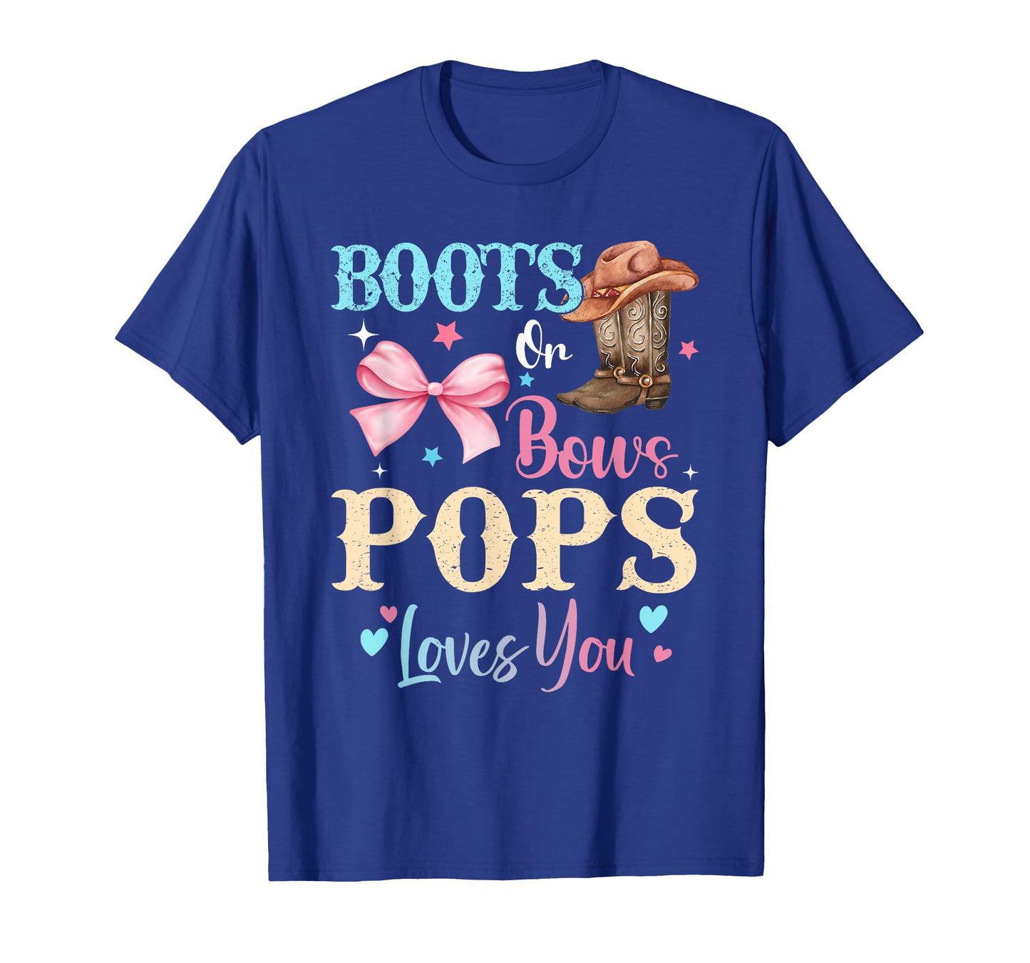 Boots or Bows Pops Loves You Gender Reveal Family T-Shirt