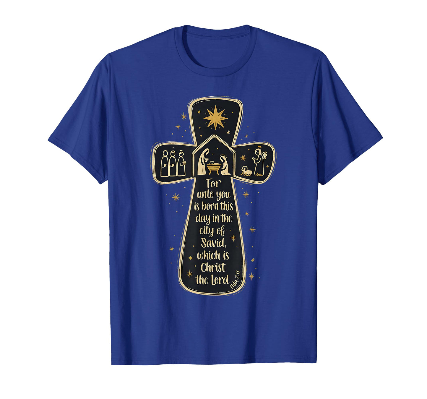 Nativity Cross Luke 2:11 Christmas Nativity Scene Christian T-Shirt