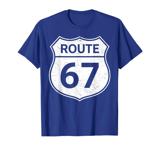 Six Seven Funny Meme Route 67 Road Sign 6 7 Men Women Kids T-Shirt