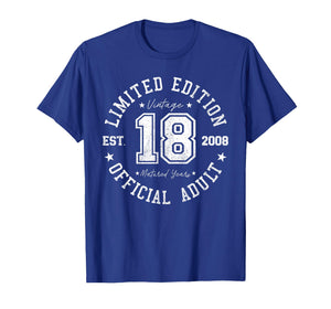 Official Adult 18th Birthday 18 Years Old Vintage 2008 T-Shirt