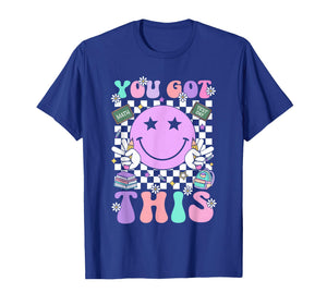 Groovy You Got This Smile Face Testing Day Teacher Womens T-Shirt