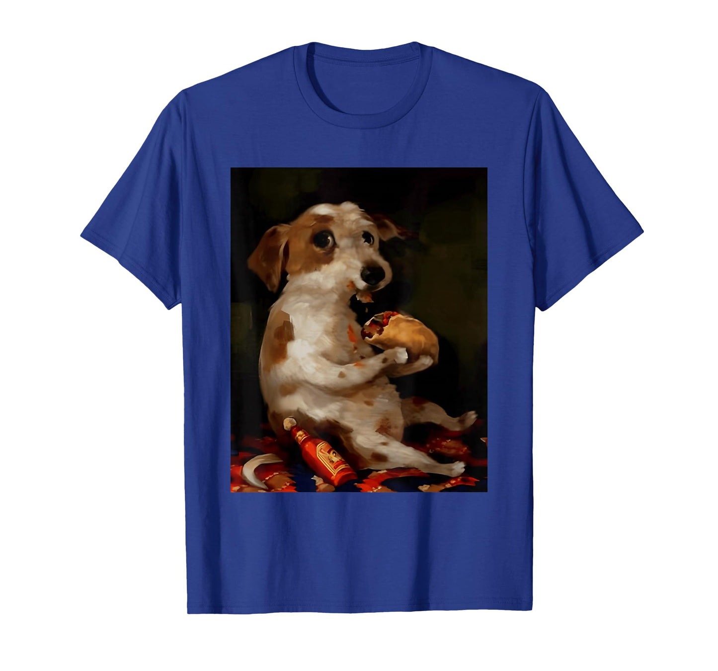 Funny Dog Chill with Taco Vintage Oil Painting Men Women T-Shirt