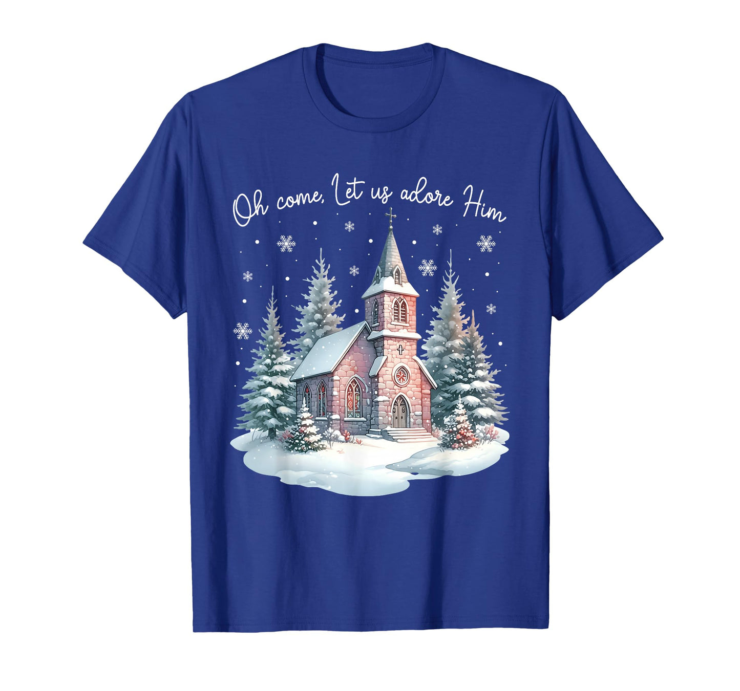Oh Come Let Us Adore Him Jesus Christmas Xmas Tree Holiday T-Shirt
