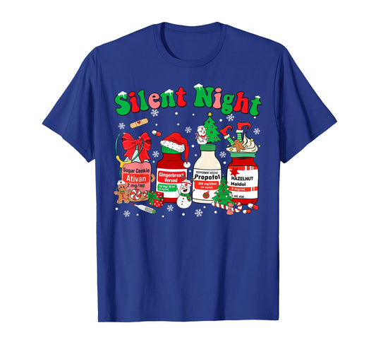 Funny Santa Propofol Silent Night ICU Nurses Merry Christmas T-Shirt