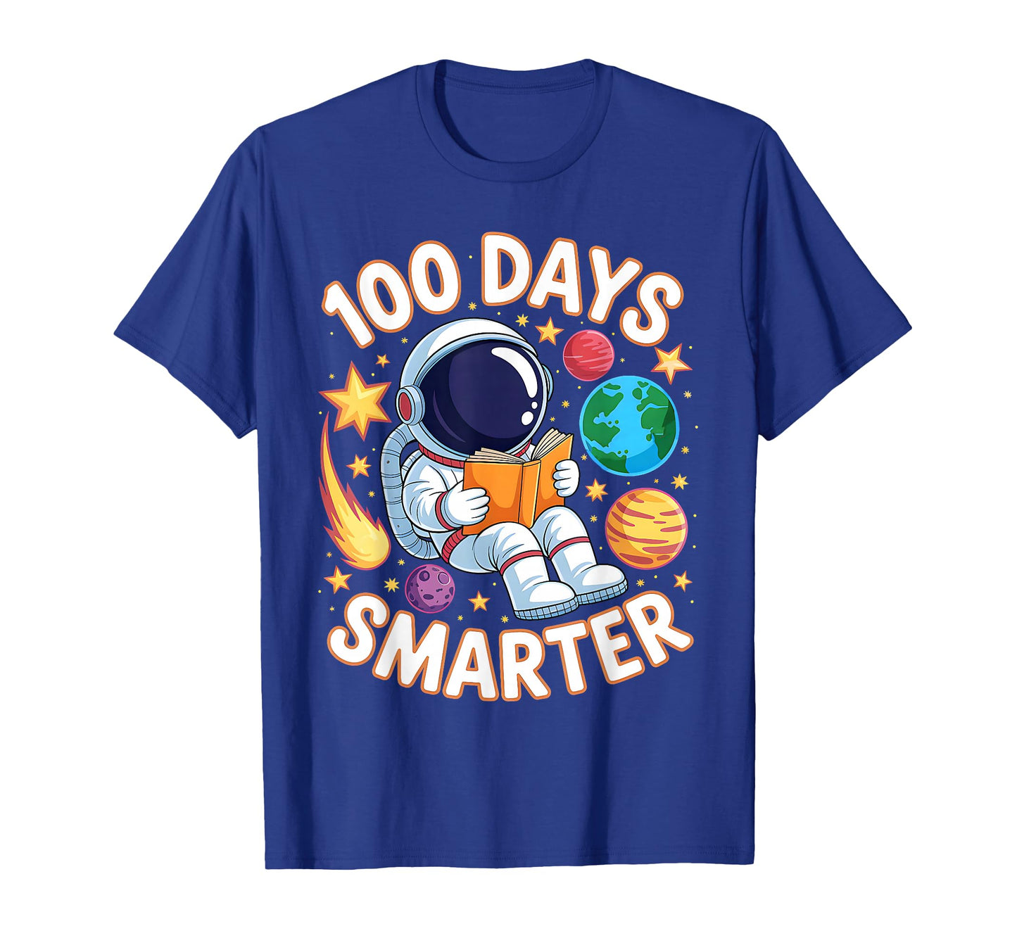 100 Days Smarter Space Astronaut 100th Day School Boys Kids T-Shirt