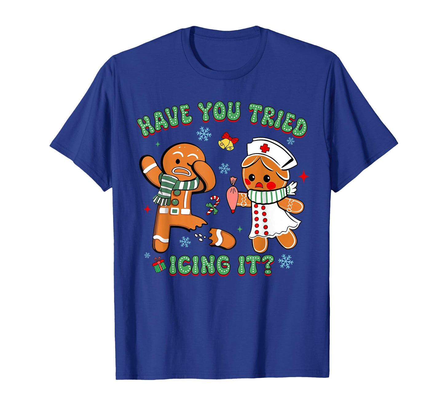 Retro Nurse Christmas Gingerbread Have You Tried Icing It T-Shirt