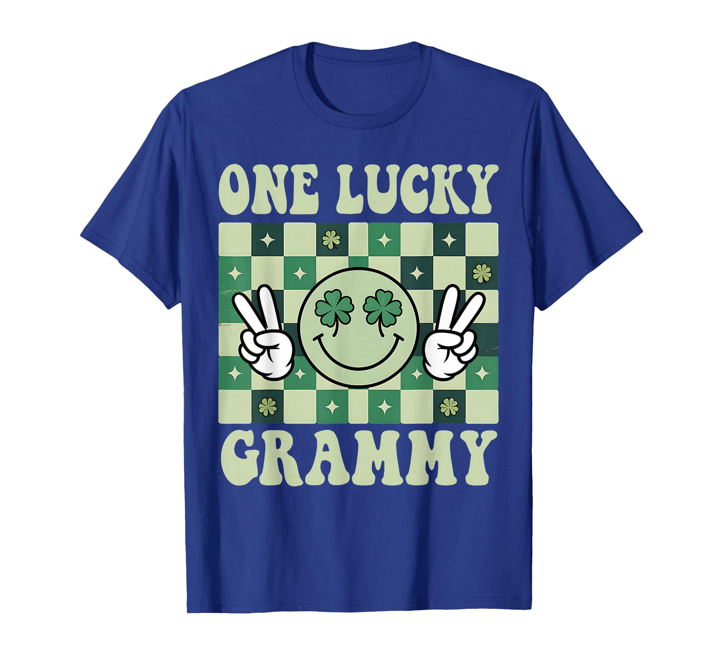 St Patricks Day Groovy Shamrock One Lucky Grammy Paddy's Day T-Shirt