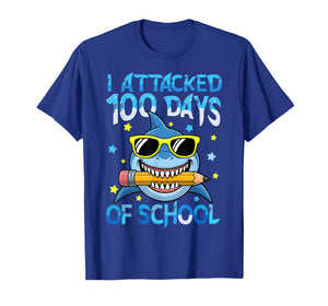 Funny 100 Days of School Shark Kids Boys 100th Days Toddler T-Shirt