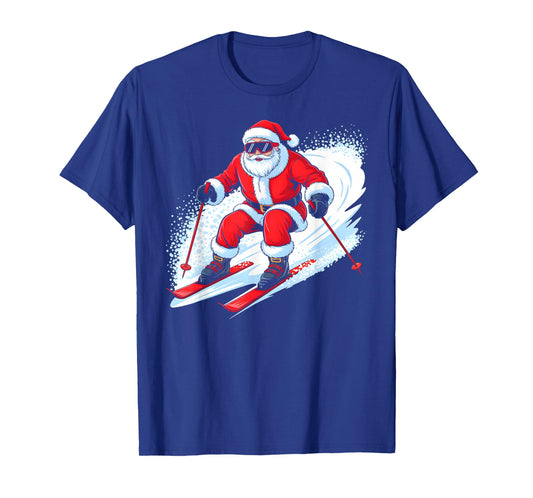 Santa Skiing Funny Christmas Skier Ski Racer Xmas Pajama T-Shirt