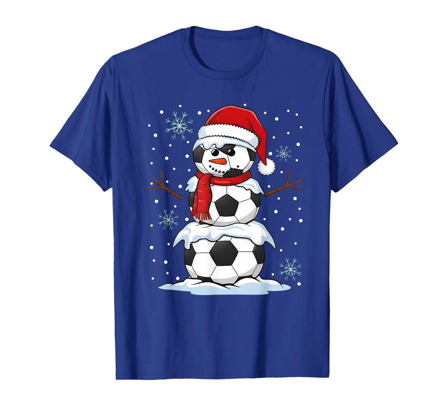 Christmas Soccer Ball Funny Snowman Xmas Pajamas Men Boys T-Shirt