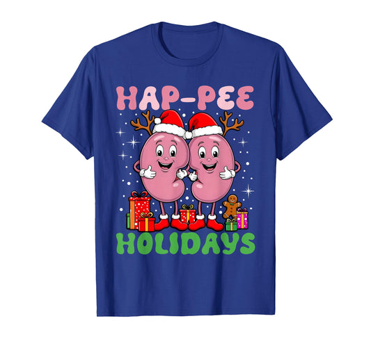 Cute Kidney Nurse Retro Hap Pee Holidays Christmas Dialysis T-Shirt