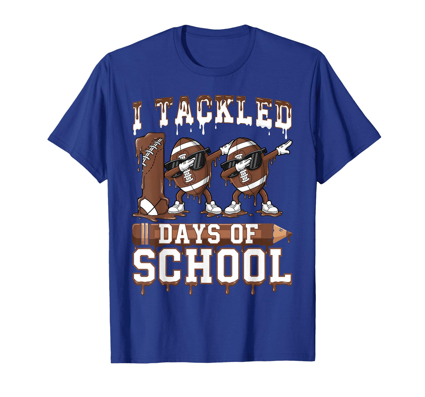 Kids 100 Days of School Boys 100th Day of School Football T-Shirt