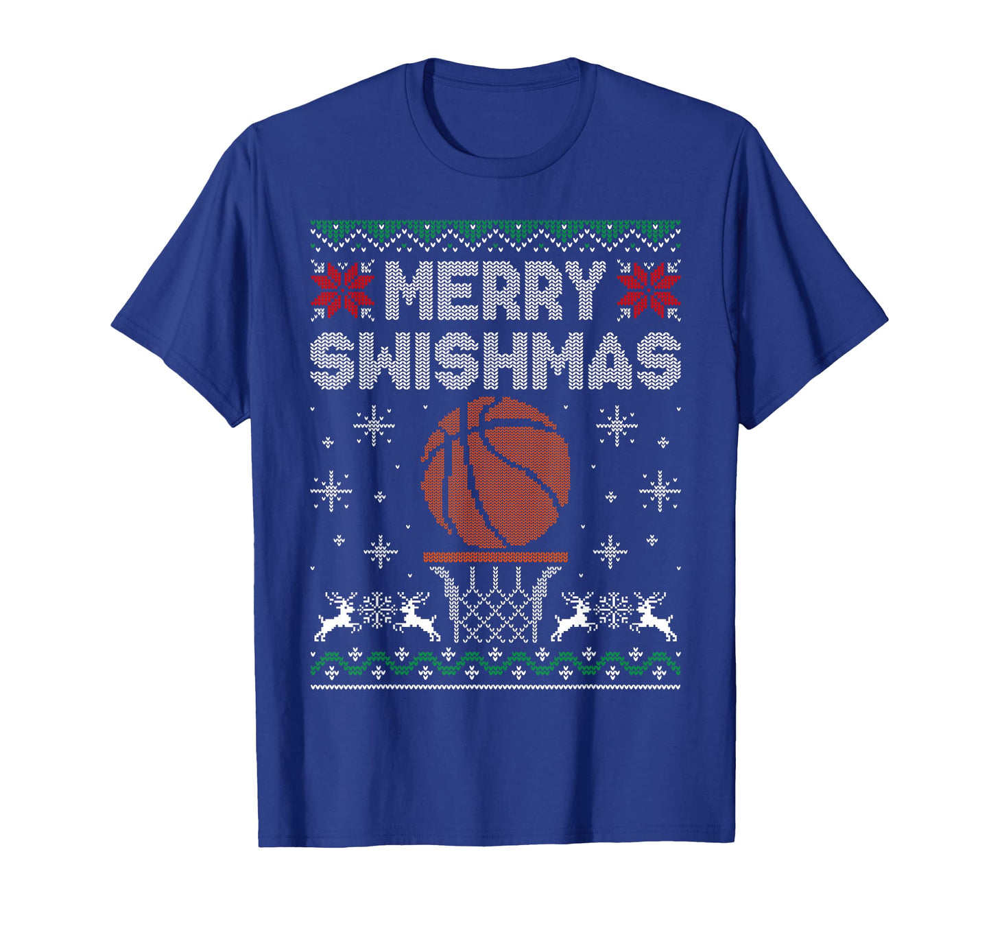 Merry Swishmas Basketball Funny Xmas Christmas Ugly Sweater T-Shirt