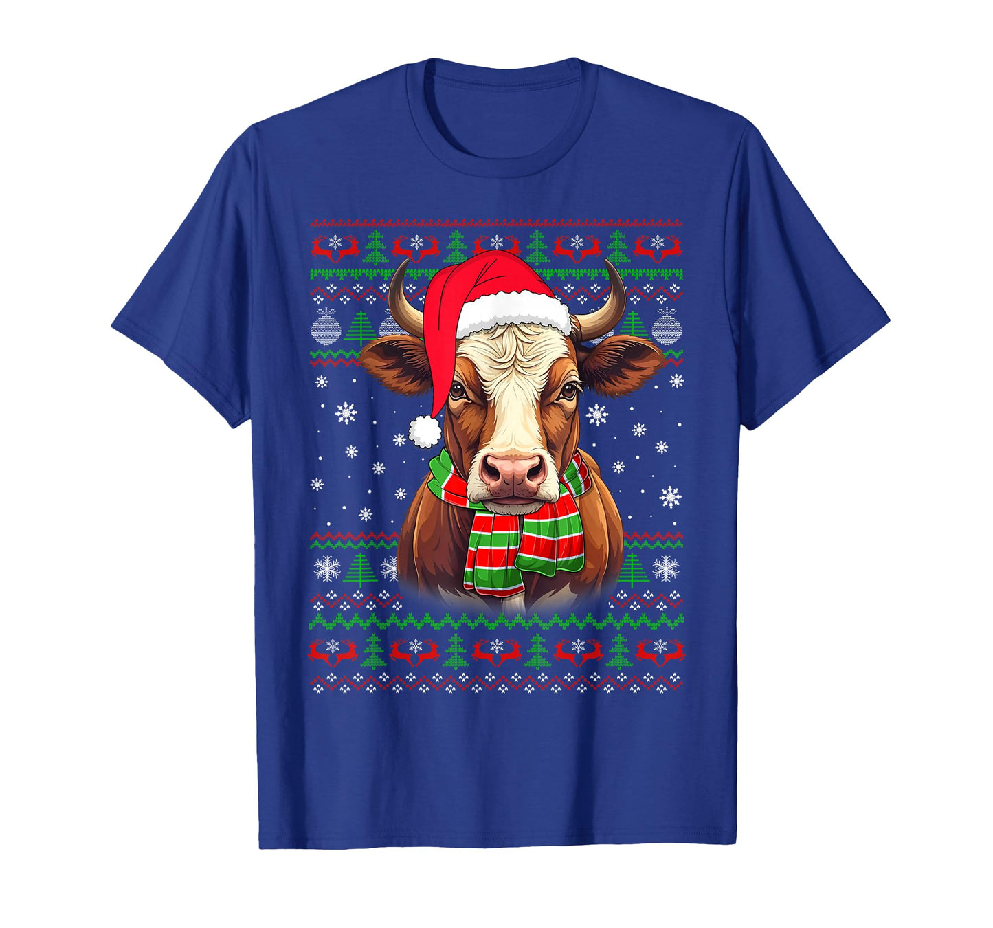 Cow Christmas Ugly Sweater Funny Farm Animal Cattle Cow Xmas T-Shirt