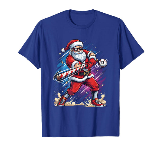 Christmas Baseball Funny Santa Game Day Xmas Boys Baseball T-Shirt