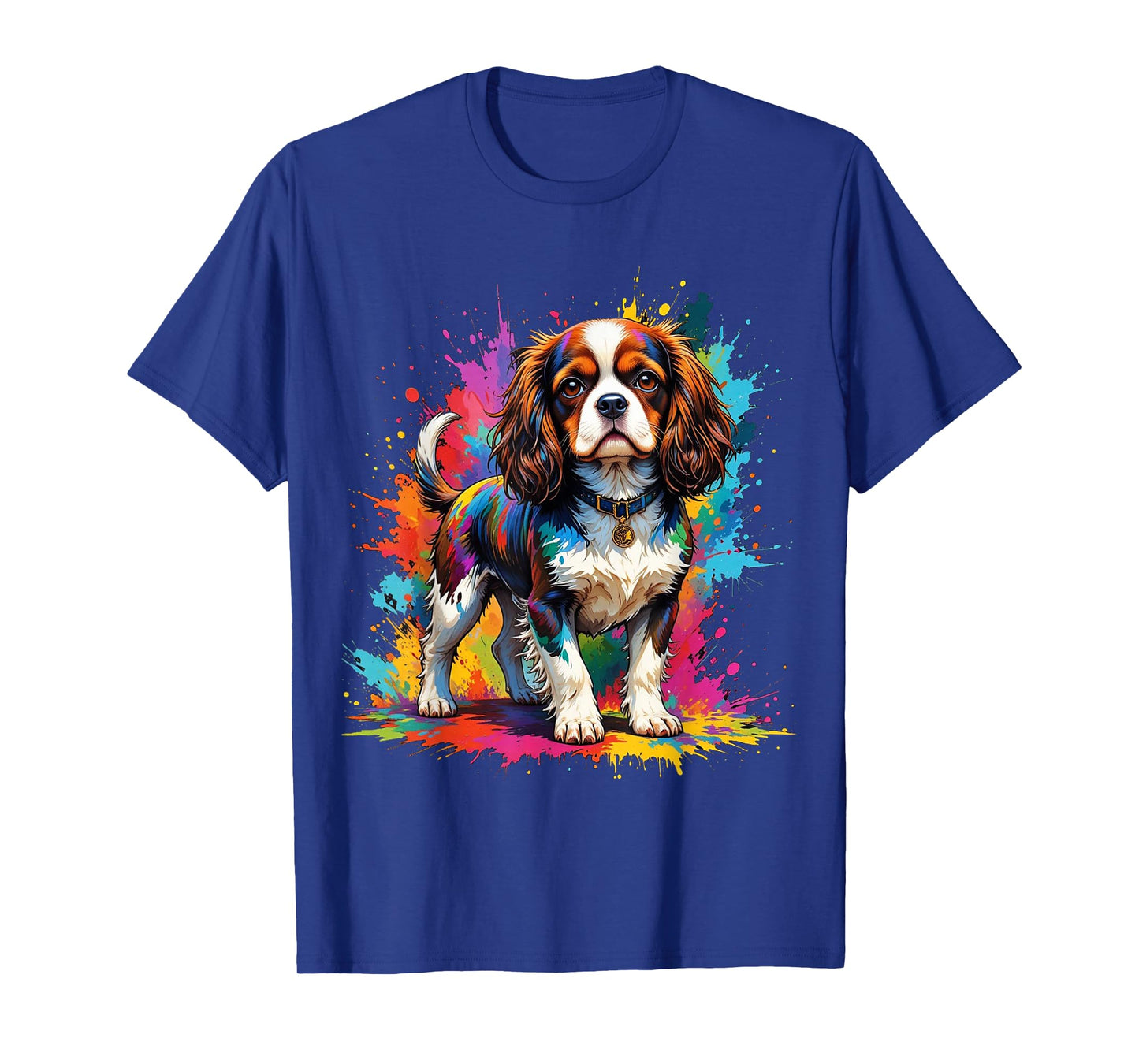 Colorful Cavalier King Charles Spaniel Dog Color Splashes T-Shirt