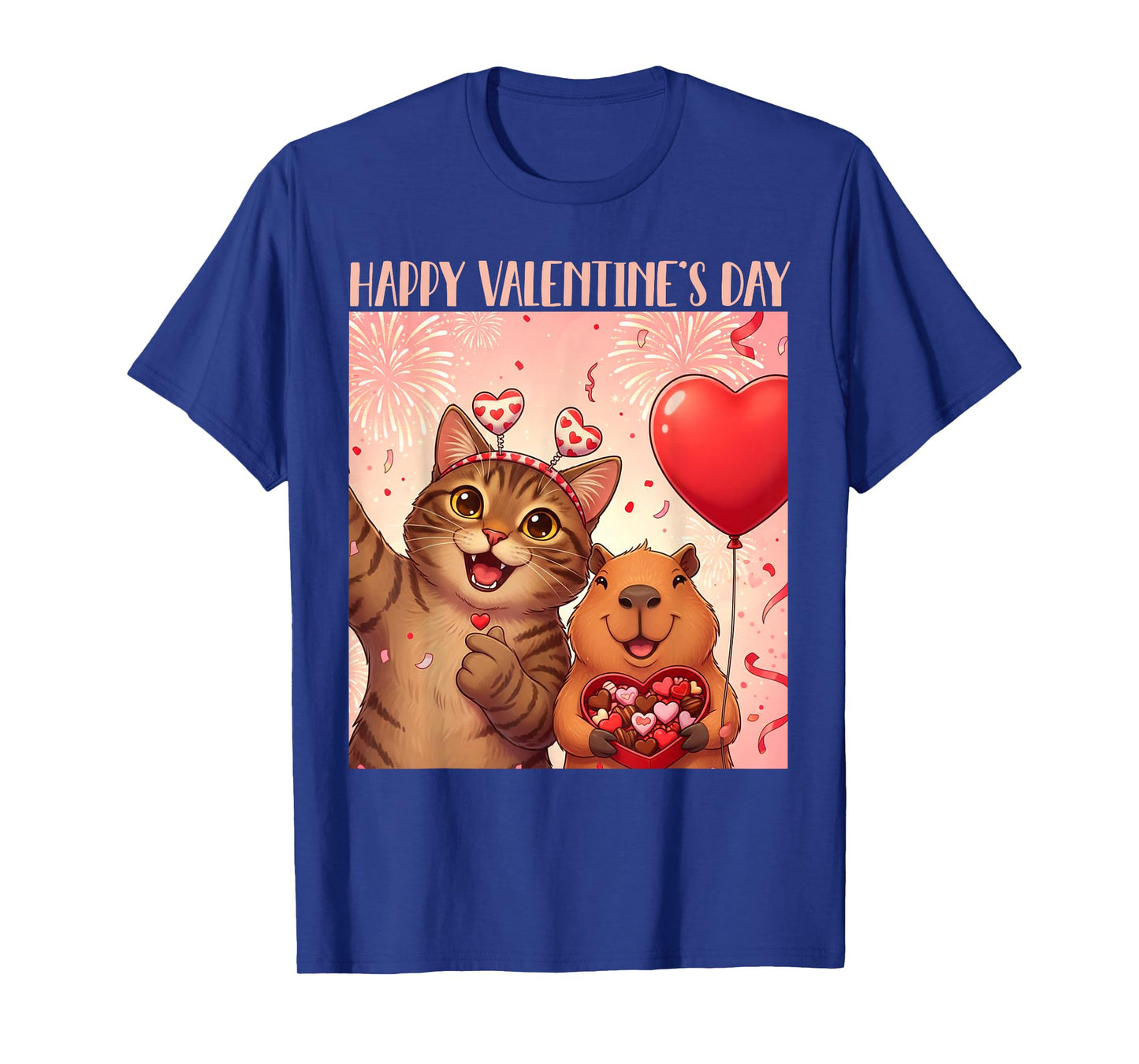 Happy Valentines 2026 Cute Cat Capybara Party Art T-Shirt