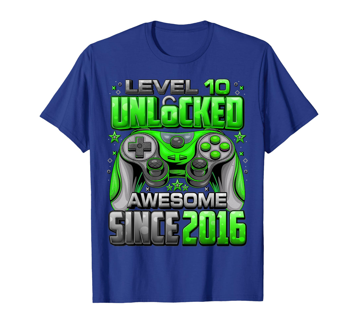 Level 10 Unlocked Awesome Since 2016 10th Birthday Gaming T-Shirt