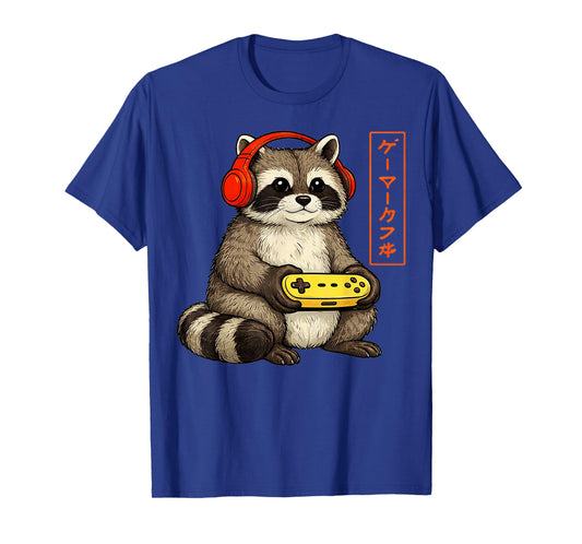 Japanese Gamer Raccoon Funny Vintage Gaming Gifts Men Boys T-Shirt