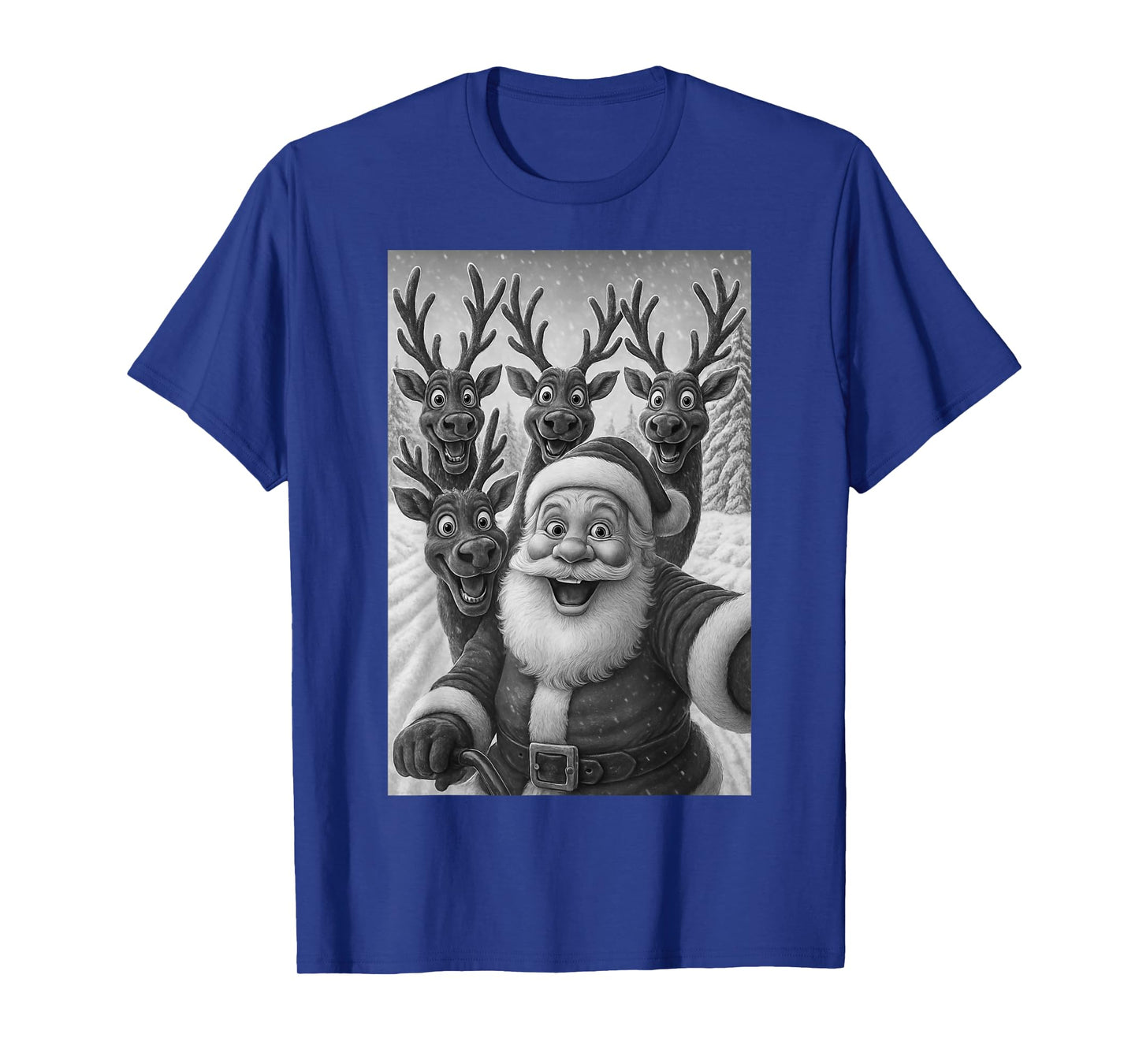 Funny Santa Selfie with Reindeer Christmas T-Shirt