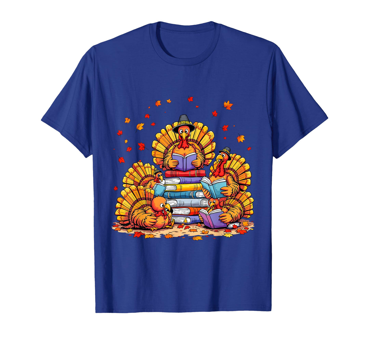Turkey Reading Books Fall Thanksgiving Teacher Book Lovers T-Shirt